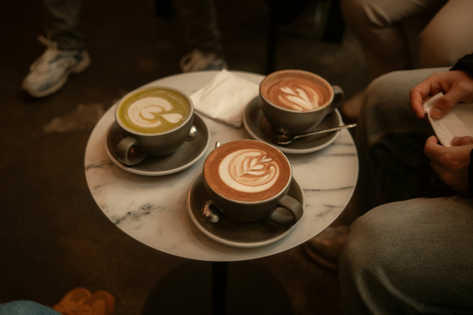 Cafe team having coffee